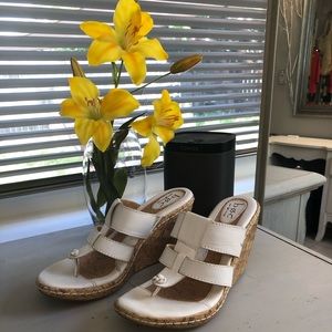 B.O.C. White Cork Wedges Size 9